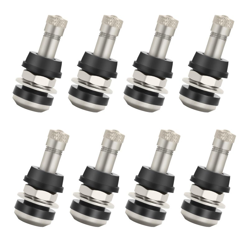 Ketofa TR-416 Metal Tire Valve Stems, Outer Mount Fits 0.453" & 0.625" Rim Holes Long 1 1/2", Silver (8 Pcs) - Image 1